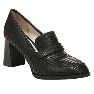 LIFE STRIDE Farrah Slip On block Heeled Loafers black size 8.5